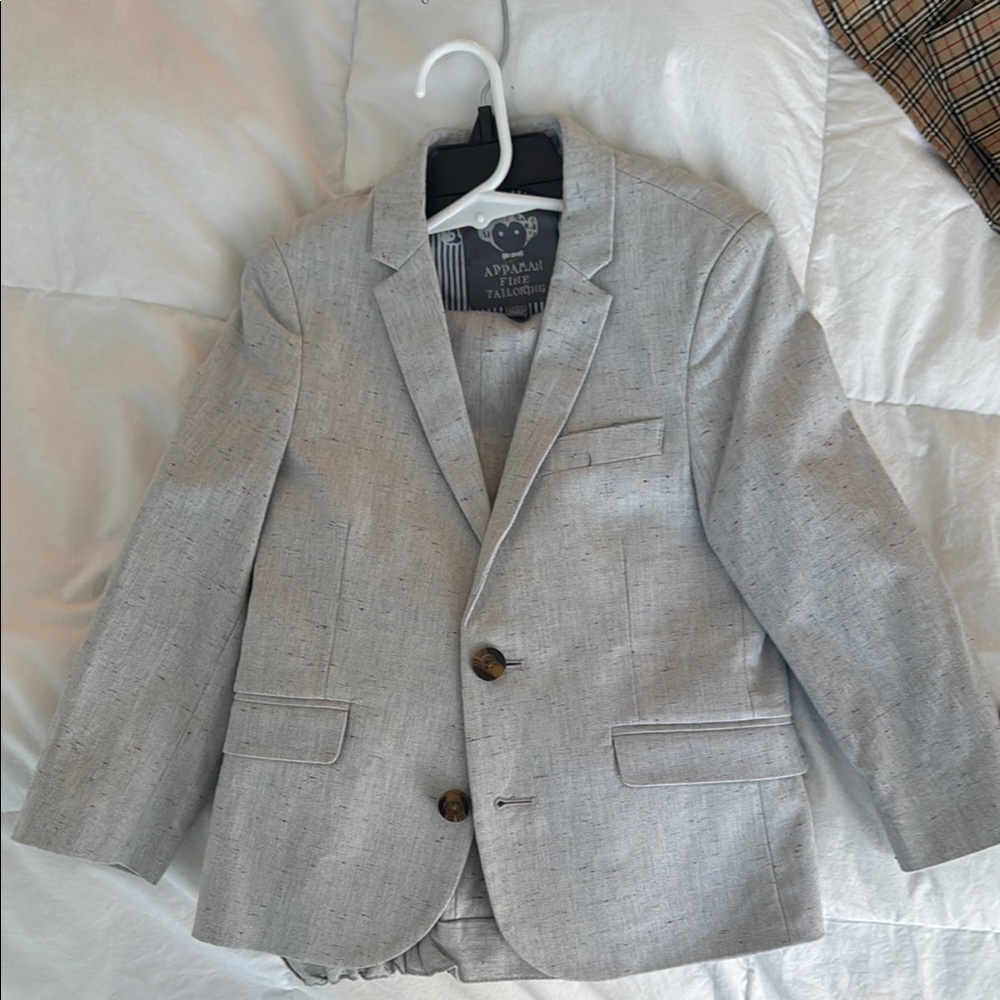 Gray Blazer with Brown Buttons